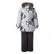 Картинка Комплект зимний (куртка + полукомбинезон) HUPPA RENELY Серый с принтом/темно-серый для