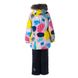 Картинка Комплект зимний (куртка + полукомбинезон) HUPPA RENELY 2 Cветло-розовый с принтом/темно-синий для